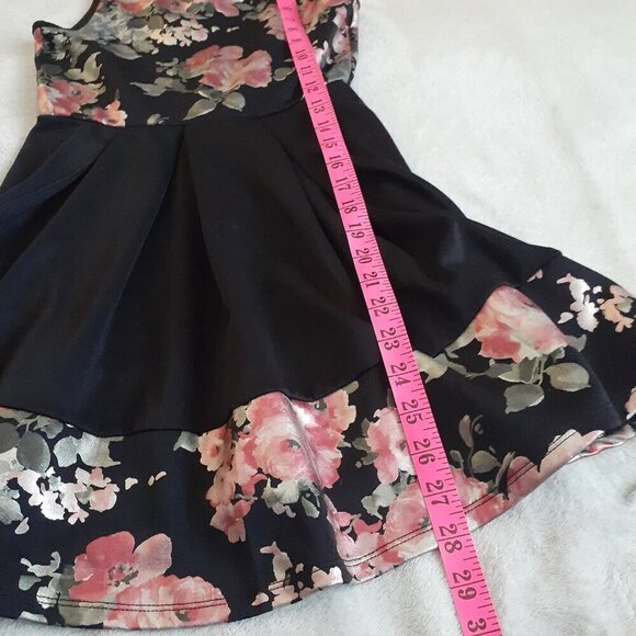 Paper Doll Girl's Size 10 Black Floral Foil Print Sleeveless A Line Spring Dress - Picture 11 of 11